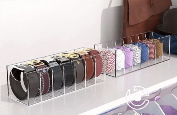 COOLBLANG Belt Organizer, Acrylic Belt Storage for Closet with Dust Cover, Clear Belt Container Display Holder for Drawer, Clear Belt Tie Case Hanger 7 Compartments Men Home (Transparent, Large) - Image 11